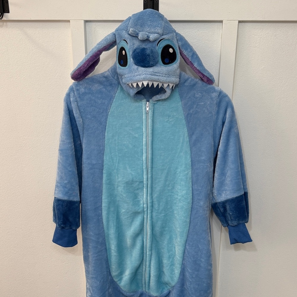 Disney Blue Plush Stitch-Inspired Kids One-Piece Bodysuit